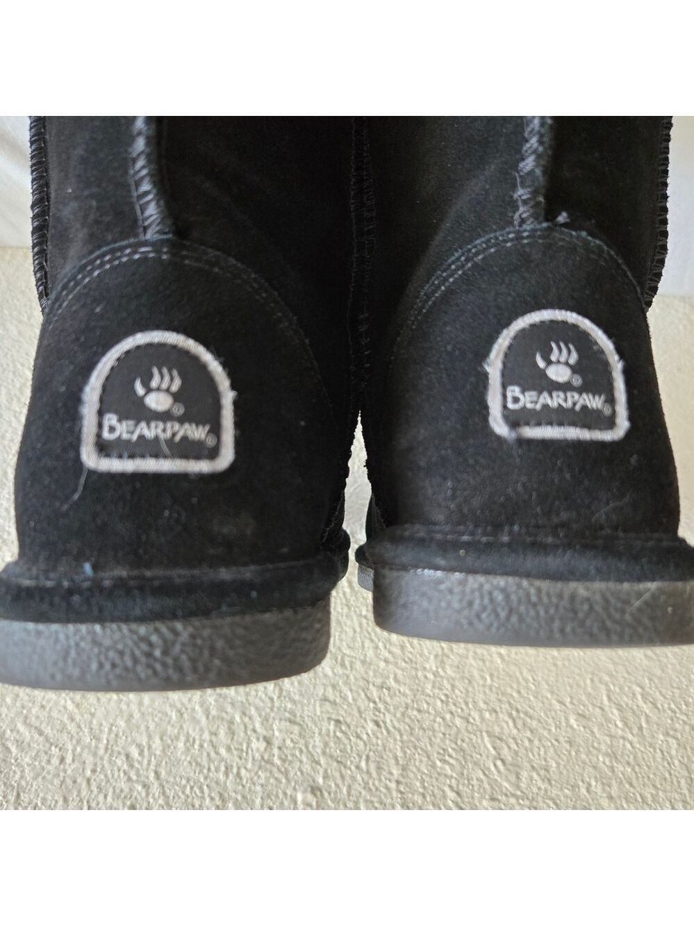 BEARPAW BOOTS 'ELLE' 12' HIGH BLACK SUEDE WOMENS WOOL SHEEP SKIN SIZE 8 - Picture 8 of 15